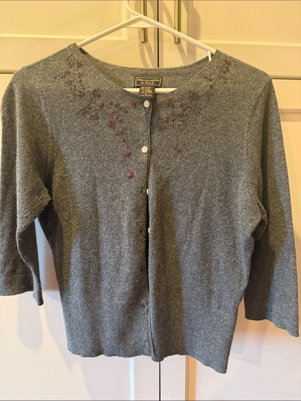 Y2K Abercrombie & Fitch Cardigan Embroidery & beads cotton/cashmere/angora
